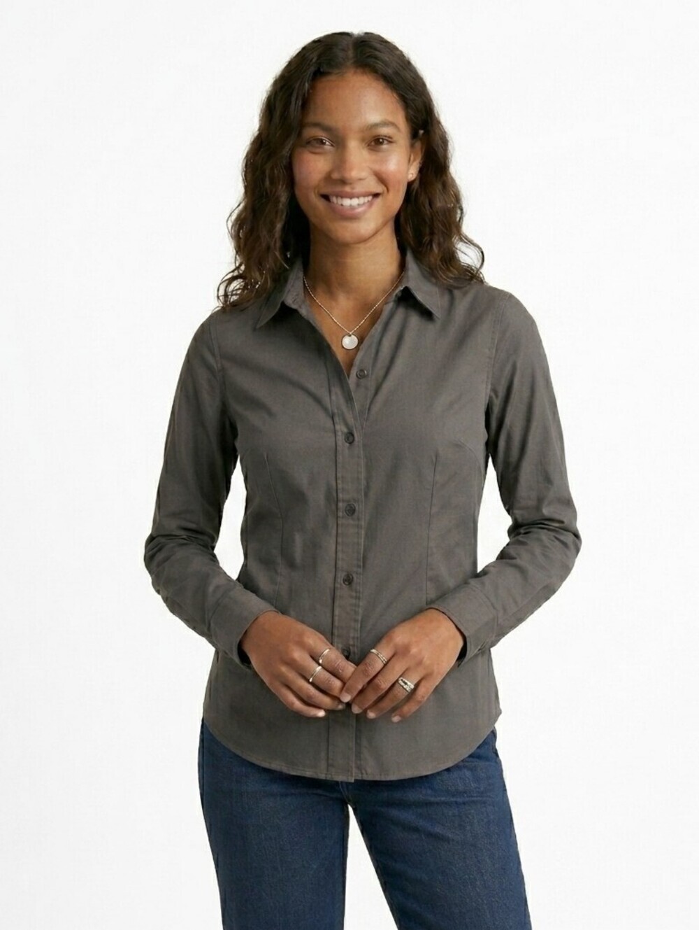 Madewell Gray N0115 Fitted Long Sleeve Button Down Shirt - New - Size 4